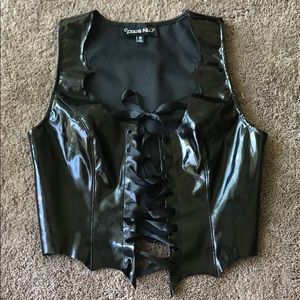 Black vinyl fetish club shirt